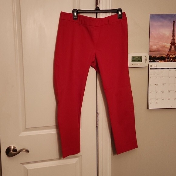Cynthia Rowley Red Dress Ankle Pants w/ Side Waist Zipper Size 10 - Picture 1 of 7
